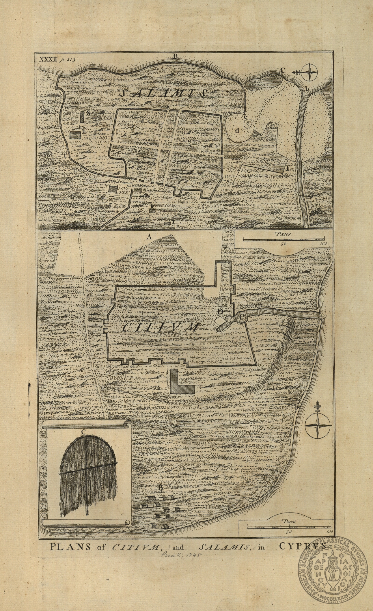 Plans of Citium, and Salamis, in Cyprus.